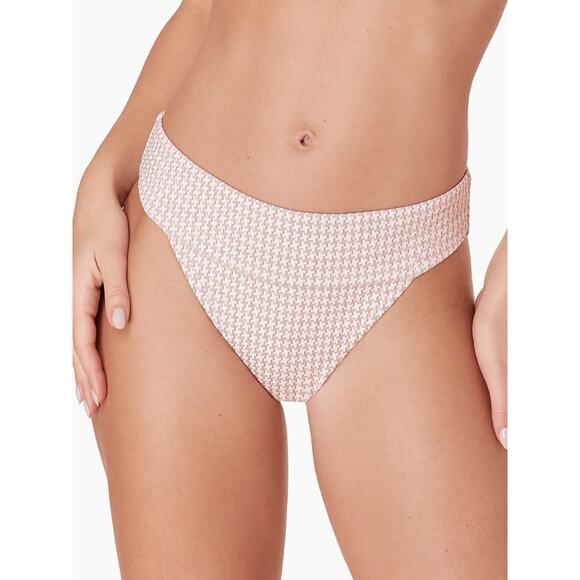 Andie Swim Women's White Pink Koi Wide-Band Cheeky Bikini Bottom Size Large - Picture 1 of 13